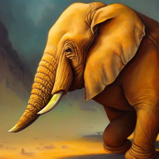 Image similar to elephant - crab creature, oil painting by justin gerard, deviantart