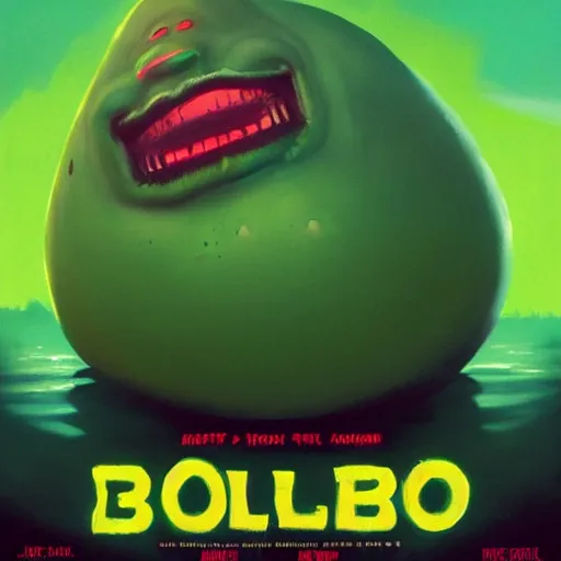 Image similar to a movie poster for the blob!, a giant green gooey sentient slime being, midnight suburbia, movie poster, rhads!!!!, greg rutkowski, ominous masterpiece, trending on artstation