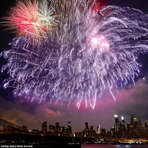 Prompt: a Dachshund as a dragon destroying new york city during 4th of July fireworks