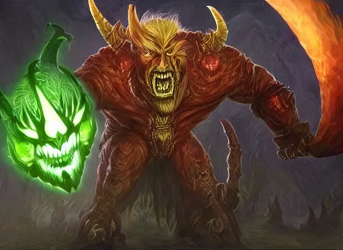 Image similar to donald trump as demon in world of warcraft