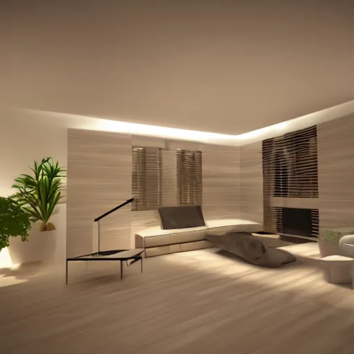 Prompt: futuristic interior design architecture light, archviz