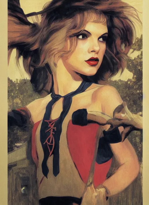 Image similar to portrait of talyor swift cheerleader, twin peaks poster art, from scene from twin peaks, by jeffrey catherine jones, rossetti bouguereau, artgerm, retro, nostalgic, old fashioned