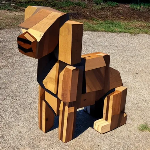 Image similar to a giant dog made of wood