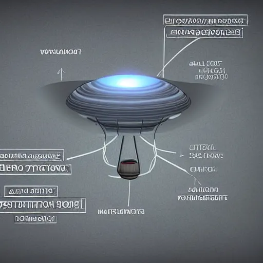 Prompt: A detailed schematic of a UFO propulsion system