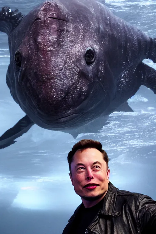 Image similar to elon musk as a fantastic scary sea creature, photorealistic, cinematic lighting, highly detailed, by guillermo del toro