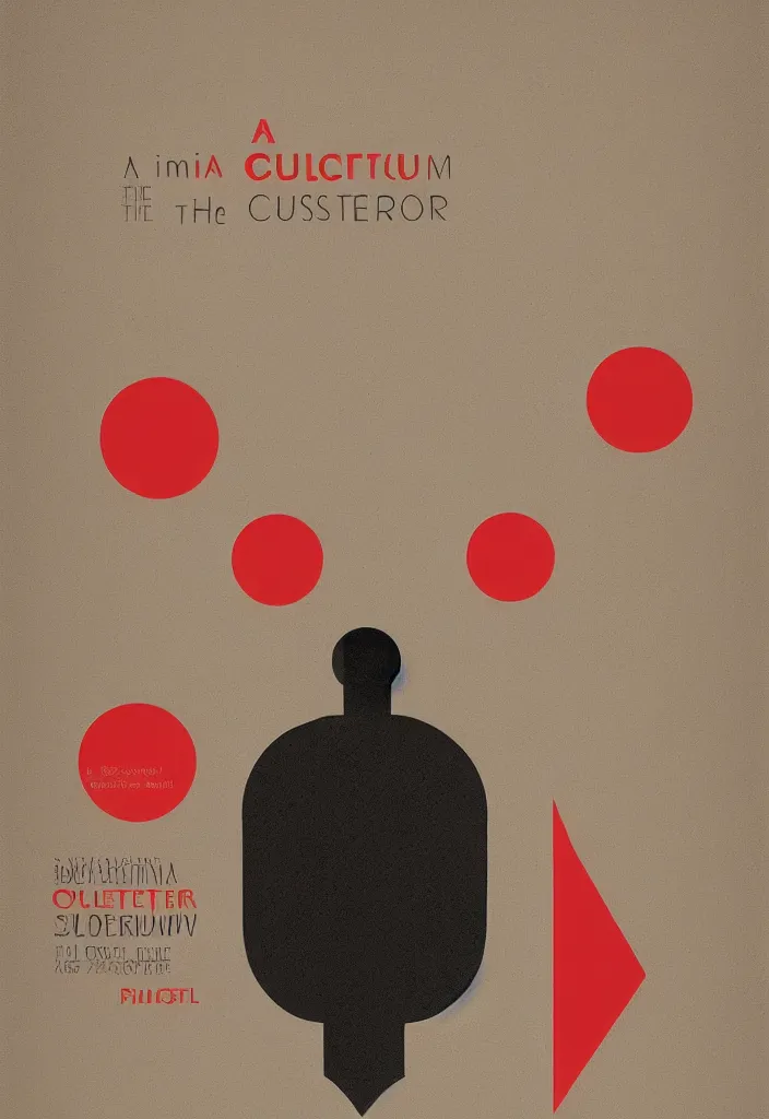 Image similar to a minimalistic poster in the style of polish poster school for'the curator'- a story about the artificial intelligence and polish design history