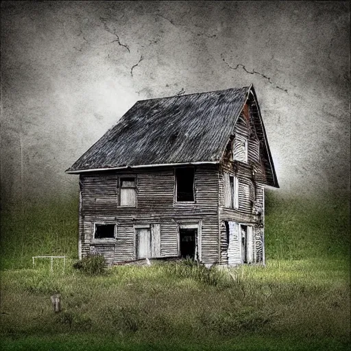 Image similar to a dilapidated house in the wilderness, digital art