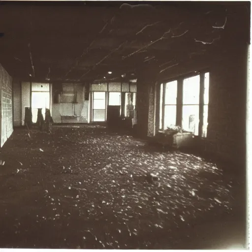 Image similar to the wasp factory, 7 0 s polaroid image, real, creepy, interior exterior