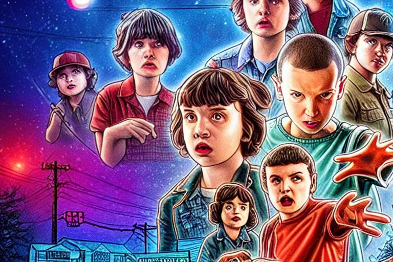 Prompt: film still from stranger things 5, an animated cartoon by walt disney