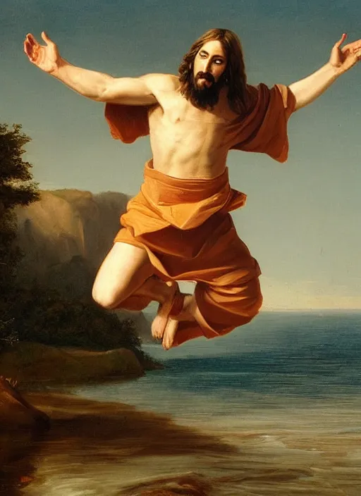 Image similar to jesus jumping on water