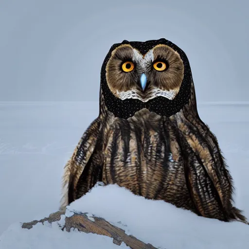 Prompt: An owl with the body and fur of a bear, , 8k, ultra realistic, professional photography