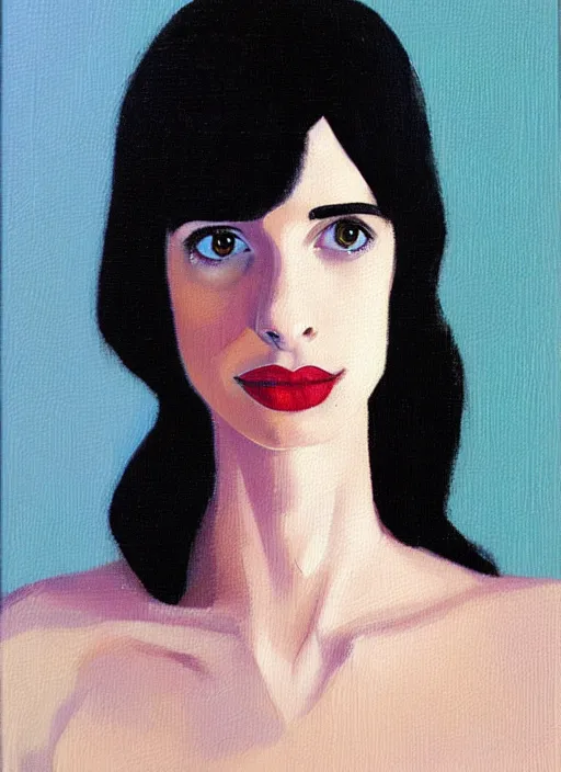 Image similar to oil painting by agnes lawrence pelton, portrait of emma roberts krysten ritter,