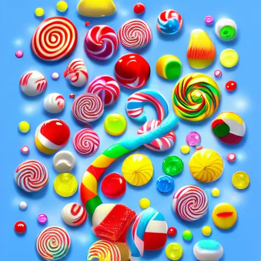 Image similar to candies. A very detailed and hight quality digital art piece. Trending on artstation, 4k, high resolution