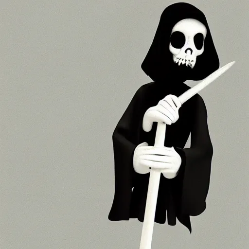 Prompt: a little grim reaper, designed by Pixar and Disney