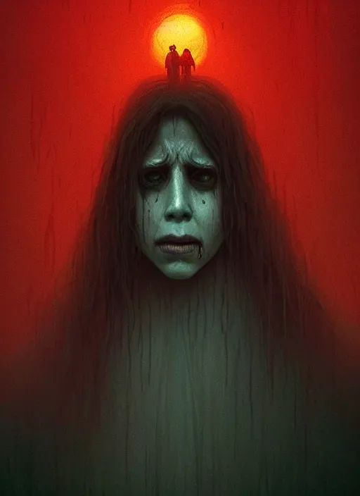 Image similar to portrait of la llorona from the curse of la llorona, desaturated colors, horror lighting, digital art, winning award masterpiece, fantastically eerie, illustration, upscale with simon stalenhag work, trending on artstation, art by wlop and alex ross