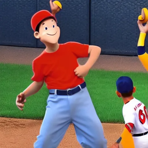 Image similar to Curious George meeting Manny Machado realistic