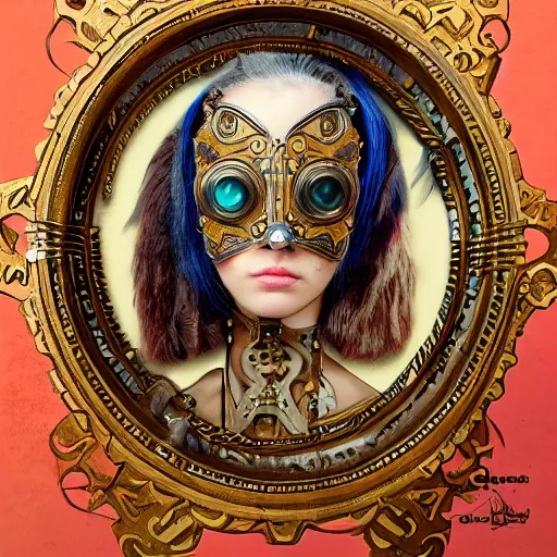 Image similar to curiosities carnival, soft paint of a single beautiful female in a full steampunk armor, symmetry accurate features, focus, very intricate ultrafine details, award winning masterpiece