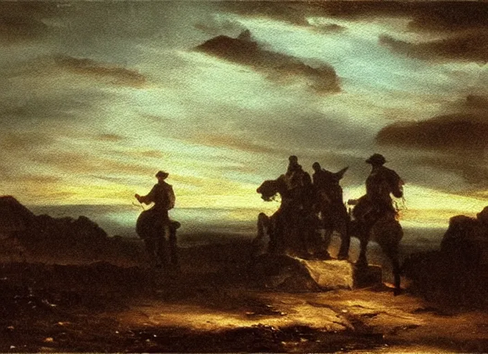 Prompt: oil painting of summer night, beautiful cinematic light, american romanticism by gericault