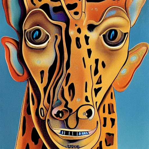 Image similar to A portrait of a humaniid giraffe wearing a tie by Salvador Dali