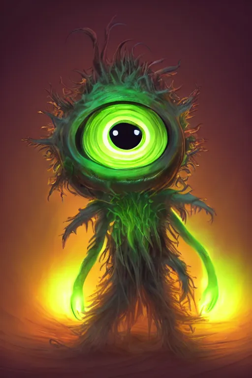 Prompt: a glowing humanoid figure onion monster with large glowing eyes, ambient lighting, highly detailed, digital art, sharp focus, trending on art station, plant, anime art style