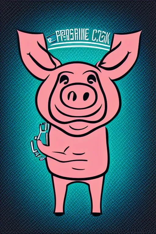 Image similar to A pig fitness coach, sticker, portrait, highly detailed, colorful, illustration, smooth and clean vector curves, no jagged lines, vector art, smooth