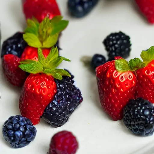 Prompt: mixed berries shaped like matt berry