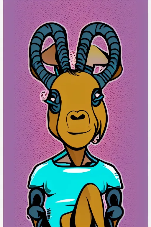 Image similar to A portrait of a goat that is a fitness trainer, sticker, colorful, illustration, highly detailed, smooth and clean vector curves, no jagged lines, vector art, smooth