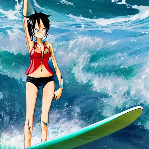 Image similar to Nami from one piece surfing