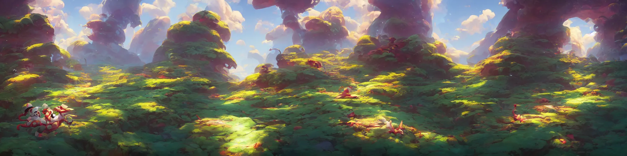 Image similar to 3 6 0 panoramic dynamics matte painting acrylic blur oil wonderland yoshi kurbi dofus, hight contrast,, behance hd by jesper ejsing, by rhads, makoto shinkai and lois van baarle, ilya kuvshinov, rossdraws global illumination