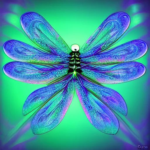 Prompt: saturn dragonfly fractal crystalliglitch digitalart artist