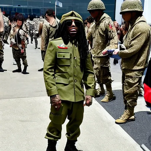 Image similar to lil wayne on japanese soldier suit