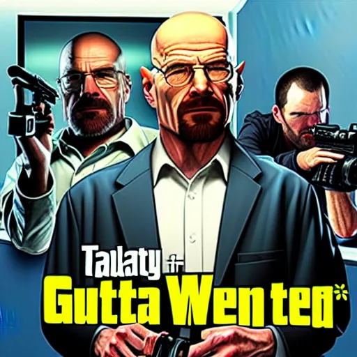 Image similar to walter white on the gta 5 cover art.