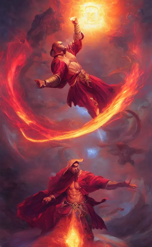 Prompt: holy monk unleashes thousand divine hand strike ultimate move by tony sart and noah bradley and delphin enjolras and daniel f. gerhartz