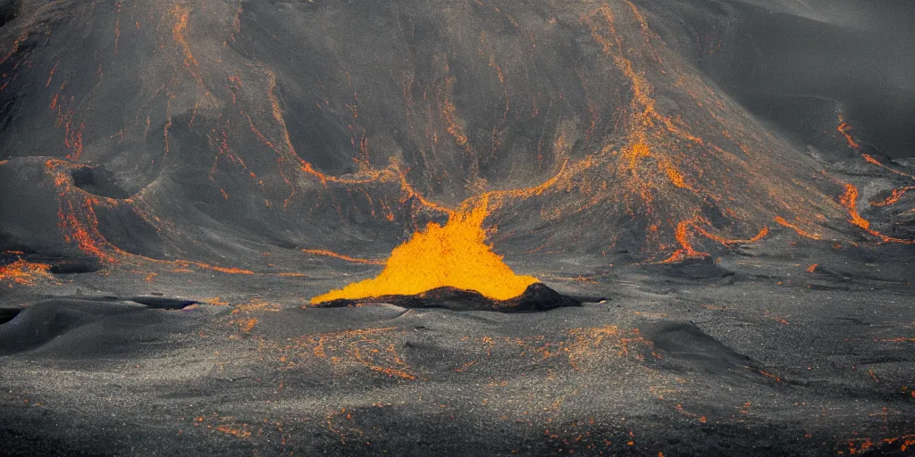 Prompt: surreal volcanic landscape, award winning photography, high contrast, colorpop