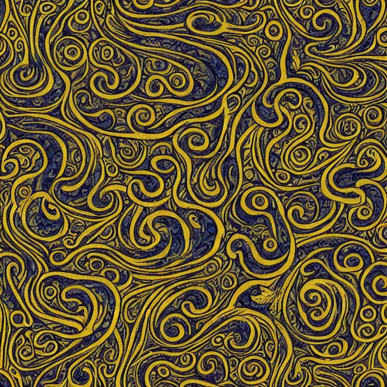 Prompt: lovecraftian seamless pattern by jean delville