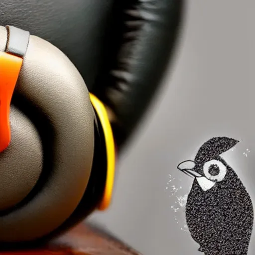 Image similar to a bird wearing headphones