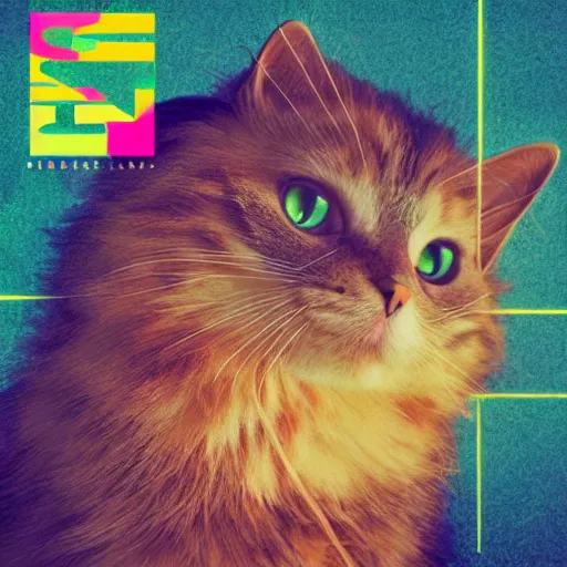 Image similar to album cover of a electronic group, cat, album cover art, album cover