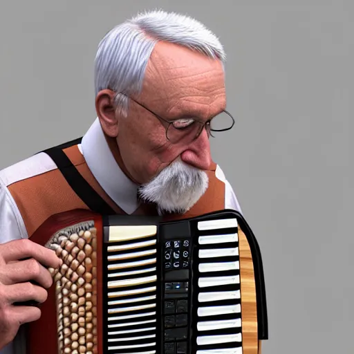 Prompt: an old man wearing a cylinder, he has an accordion neck and a very hunched back, 4K 3D render, stylized