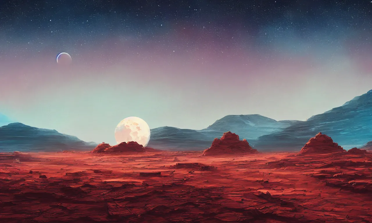 Image similar to mars and moon ground by alena aenami artworks in 4 k