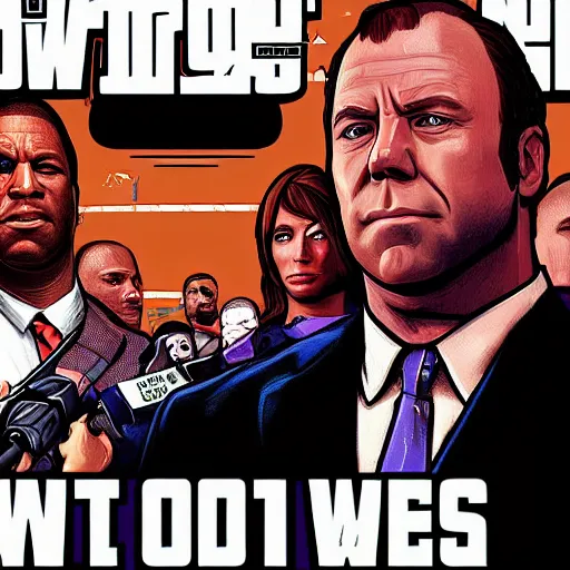 Image similar to Alex Jones infowars Grand Theft Auto: San Andreas loading screen art