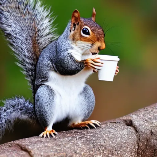 Image similar to mad squirrel drinking coffee