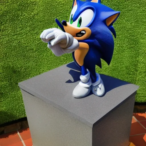 Image similar to a statue of sonic the hedgehog