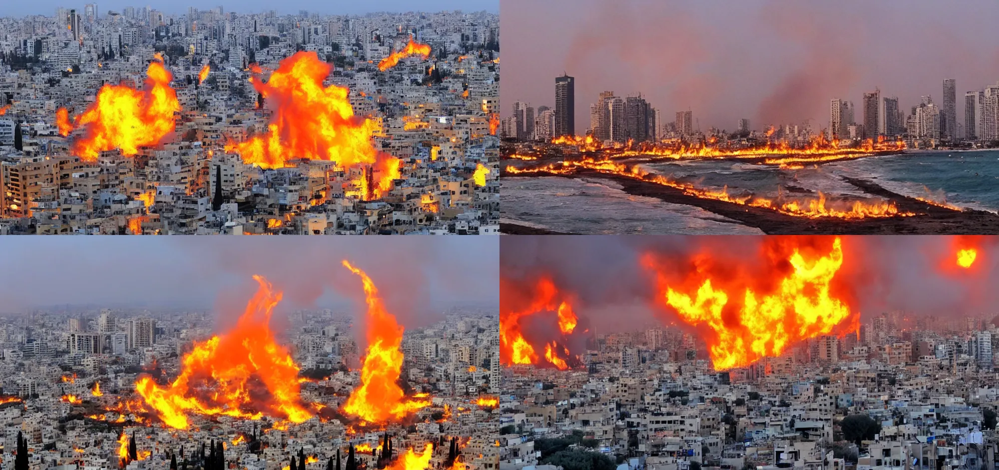 Prompt: tel aviv on fire