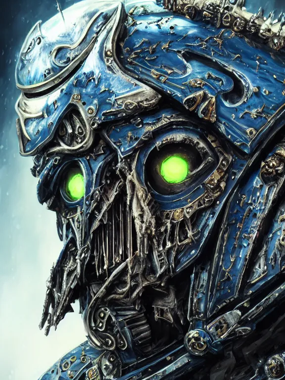 Prompt: portrait art of 8k ultra realistic undead lich king space marine , intricate high tech helmet , detailed intricate ornate space suit,decaying, cybernetic, full of colour, cinematic lighting, battered, trending on artstation, 4k, hyperrealistic, focused, extreme details,unreal engine 5, cinematic, masterpiece, art by ayami kojima, giger