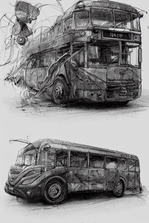 Image similar to bus concept art illustration by jean baptiste monge trending on artstation