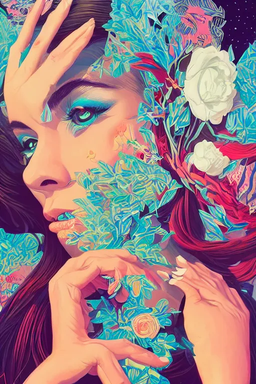 Image similar to a pretty girl smiling, Tristan Eaton, victo ngai, artgerm, RHADS, ross draws