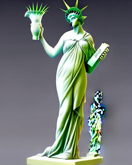 Image similar to Beautiful and playful lady liberty portrait, art nouveau, fantasy, holding a vase by Rene Lalique , elegant, highly detailed, sharp focus, art by Artgerm and Greg Rutkowski and WLOP