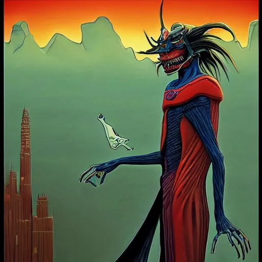 Image similar to highly detailed surreal art of morbius in the style of moebius