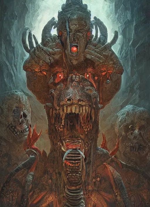 Image similar to digital _ painting _ of _ horror mayan terror _ by _ filipe _ pagliuso _ and _ justin _ gerard _ symmetric _ fantasy _ highly _ detailed _ realistic _ intricate _ port