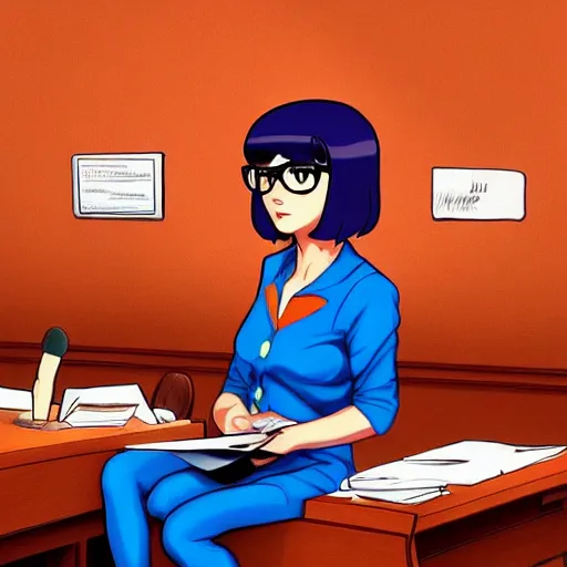 Velma Dinkley from Scooby Doo in court for falsely, Stable Diffusion